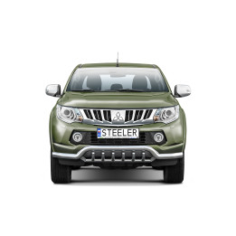 EC Homologated Bullbar, Steeler 4x4 Low Spoiler Bar with Spikes, Color Silver, Mitsubishi L200 2015 - 2019 - EDK.ro