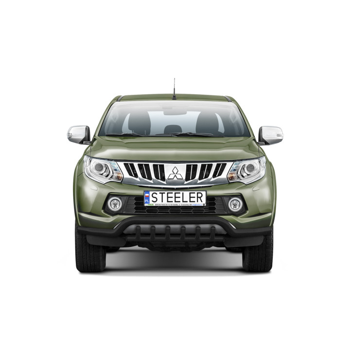 Bullbar Omologat RAR, Steeler 4x4 Low Spoiler Bar cu Țăruși, Culoare Argintiu, Mitsubishi L200 2015 - 2019 - EDK.ro