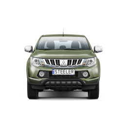 Bullbar Omologat RAR, Steeler 4x4 Low Spoiler Bar cu Țăruși, Culoare Negru, Mitsubishi L200 2015 - 2019 - EDK.ro