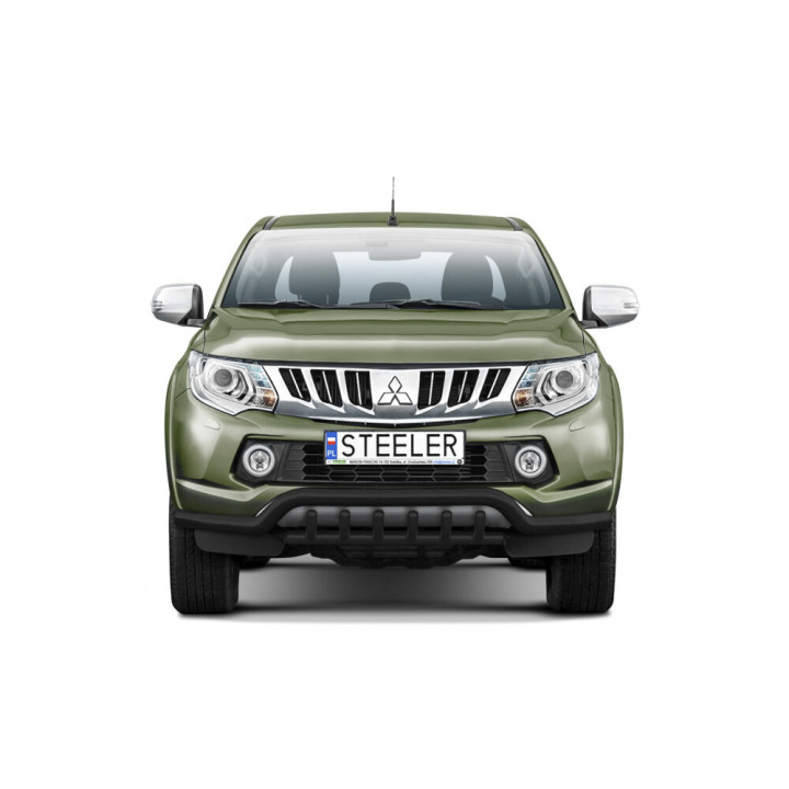 EC Homologated Bullbar, Steeler 4x4 Low Spoiler Bar with Spikes, Color Black, Mitsubishi L200 2015 - 2019 - EDK.ro