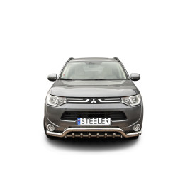 Bullbar Omologat RAR, Steeler 4x4 Low Spoiler Bar cu Țăruși, Culoare Argintiu, Mitsubishi Outlander 2012 - 2015 - EDK.ro