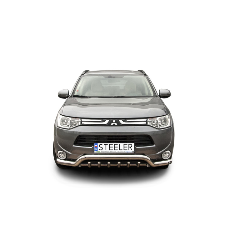 Bullbar Omologat RAR, Steeler 4x4 Low Spoiler Bar cu Țăruși, Culoare Argintiu, Mitsubishi Outlander 2012 - 2015 - EDK.ro