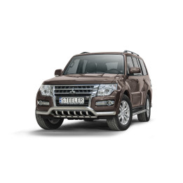 EC Homologated Bullbar, Steeler 4x4 Low Spoiler Bar with Spikes, Color Silver, Mitsubishi Pajero 2015 - Present - EDK.ro