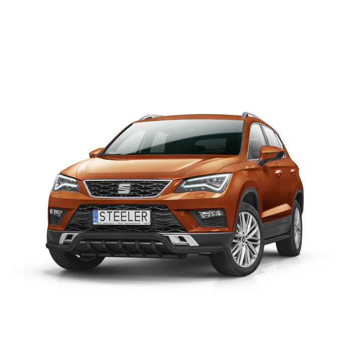 EC Homologated Bullbar, Steeler 4x4 Low Spoiler Bar with Spikes, Color Silver, Seat Ateca 2016 - 2020 - EDK.ro