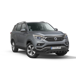 Bullbar Omologat RAR, Steeler 4x4 Low Spoiler Bar cu Țăruși, Culoare Negru, SsangYong Rexton 2018 - 2021 - EDK.ro