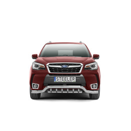 EC Homologated Bullbar, Steeler 4x4 Low Spoiler Bar with Spikes, Color Silver, Subaru Forester 2013 - 2019 - EDK.ro