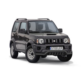 Bullbar Omologat RAR, Steeler 4x4 Low Spoiler Bar cu Țăruși, Culoare Negru, Suzuki Jimny 2012 - 2018 - EDK.ro