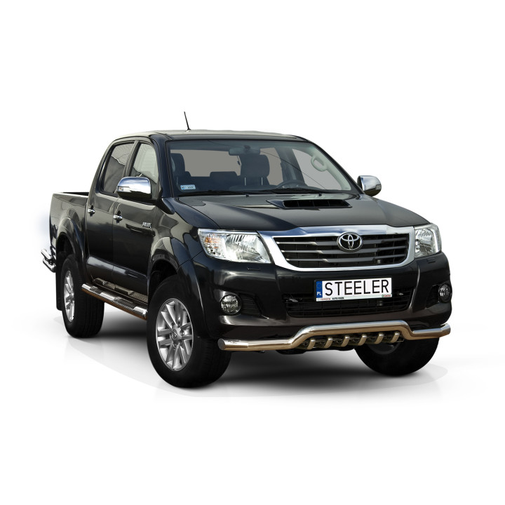 EC Homologated Bullbar, Steeler 4x4 Low Spoiler Bar with Spikes, Color Silver, Toyota Hilux 2005 - 2015 - EDK.ro