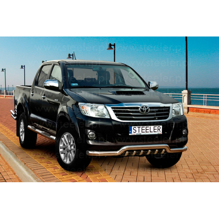 EC Homologated Bullbar, Steeler 4x4 Low Spoiler Bar with Spikes, Color Silver, Toyota Hilux 2005 - 2015 - EDK.ro