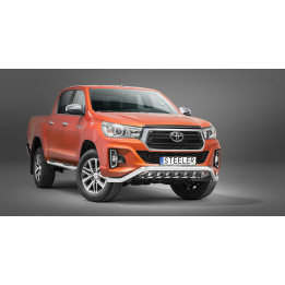 Bullbar Omologat RAR, Steeler 4x4 Low Spoiler Bar cu Țăruși, Culoare Argintiu, Toyota Hilux 2018 - 2021 - EDK.ro
