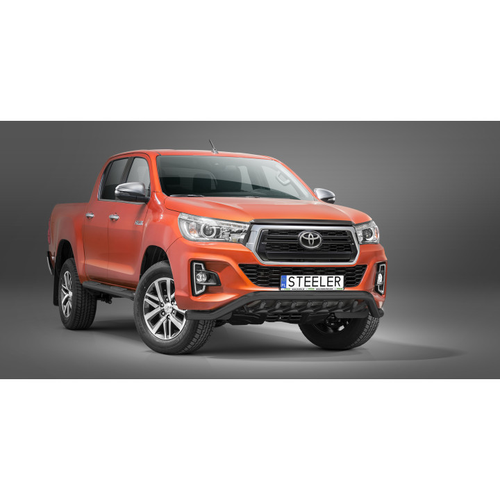 Bullbar Omologat RAR, Steeler 4x4 Low Spoiler Bar cu Țăruși, Culoare Negru, Toyota Hilux 2018 - 2021 - EDK.ro