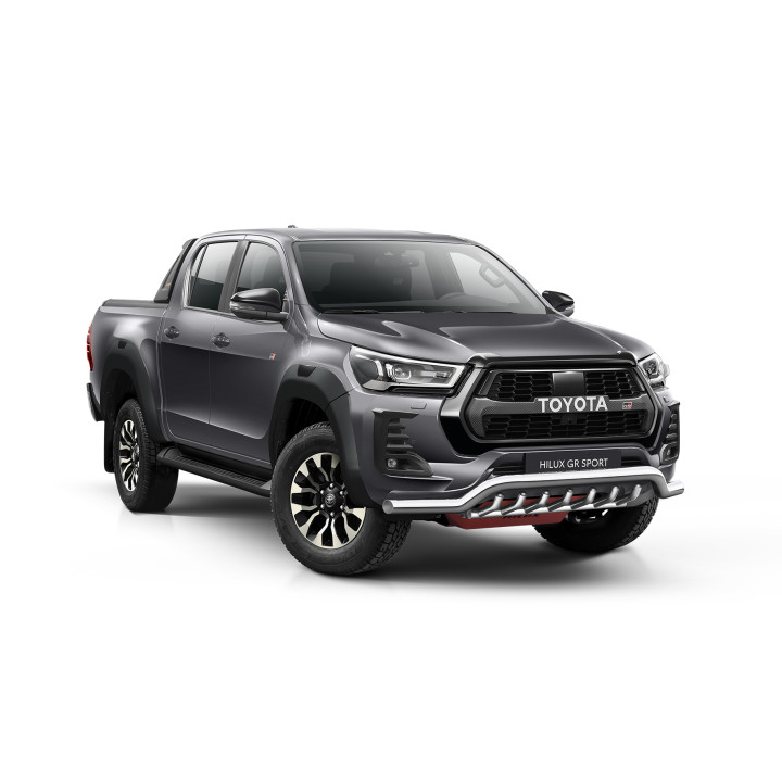Bullbar Omologat RAR, Steeler 4x4 Low Spoiler Bar cu Țăruși, Culoare Argintiu, Toyota Hilux 2021 - Prezent - EDK.ro
