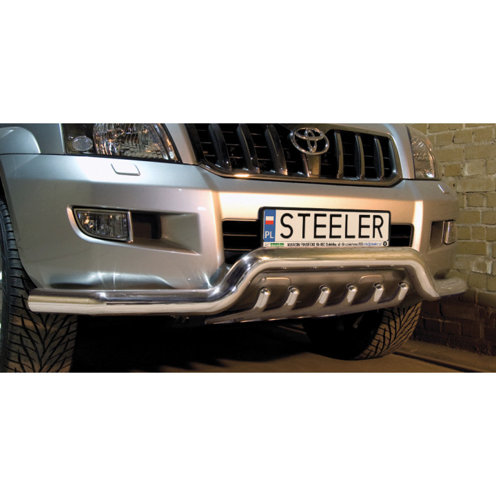 EC Homologated Bullbar, Steeler 4x4 Low Spoiler Bar with Spikes, Color Silver, Toyota Land Cruiser 120 2002 - 2009 - EDK.ro