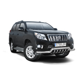 Bullbar Omologat RAR, Steeler 4x4 Low Spoiler Bar cu Țăruși, Culoare Argintiu, Toyota Land Cruiser 150 2010 - 2013 - EDK.ro