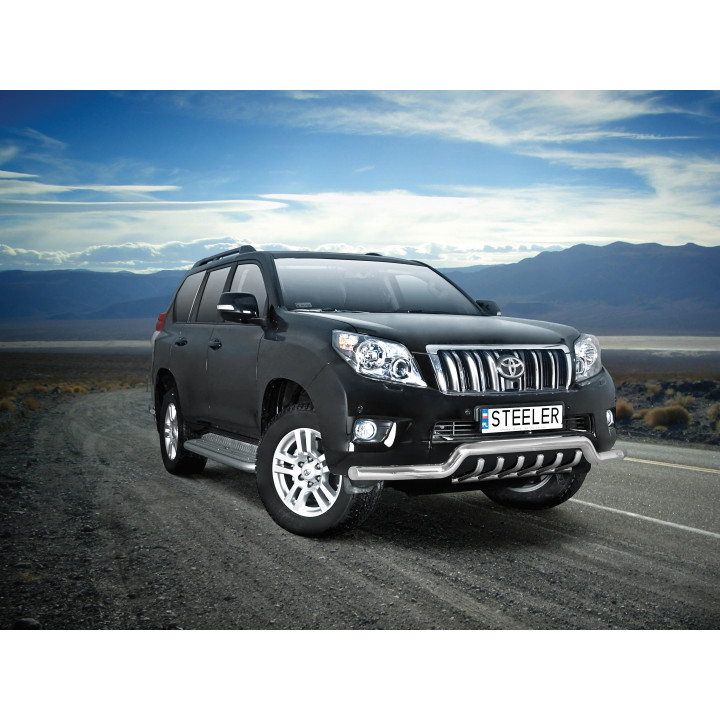 EC Homologated Bullbar, Steeler 4x4 Low Spoiler Bar with Spikes, Color Silver, Toyota Land Cruiser 150 2010 - 2013 - EDK.ro