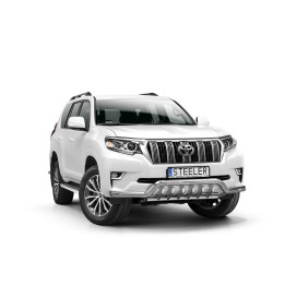EC Homologated Bullbar, Steeler 4x4 Low Spoiler Bar with Spikes, Color Silver, Toyota Land Cruiser 150 2017 - Present - EDK.ro