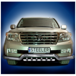 Bullbar Omologat RAR, Steeler 4x4 Low Spoiler Bar cu Țăruși, Culoare Argintiu, Toyota Land Cruiser V8 2007 - 2012 - EDK.ro