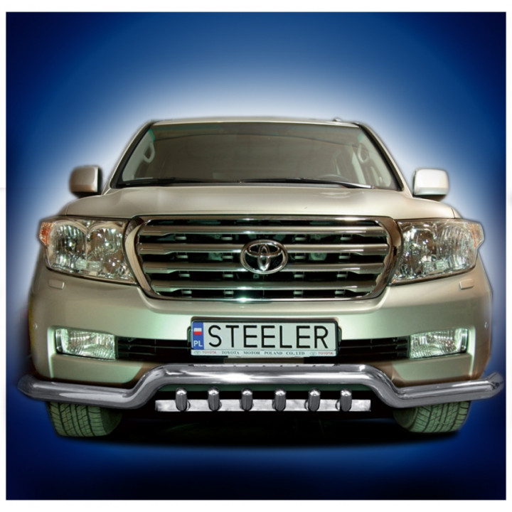 EC Homologated Bullbar, Steeler 4x4 Low Spoiler Bar with Spikes, Color Silver, Toyota Land Cruiser V8 2007 - 2012 - EDK.ro