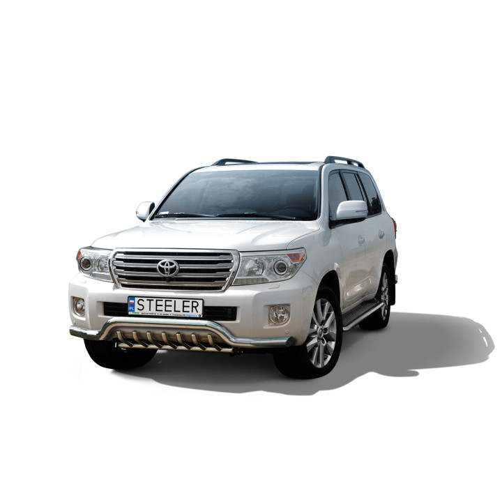 EC Homologated Bullbar, Steeler 4x4 Low Spoiler Bar with Spikes, Color Silver, Toyota Land Cruiser V8 2012 - 2016 - EDK.ro