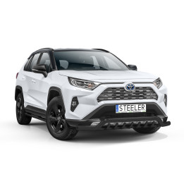 Bullbar Omologat RAR, Steeler 4x4 Low Spoiler Bar cu Țăruși, Culoare Negru, Toyota RAV4 2018 - Prezent - EDK.ro