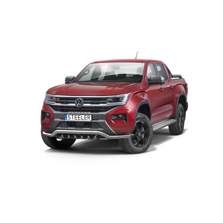 EC Homologated Bullbar, Steeler 4x4 Low Spoiler Bar with Spikes, Color Silver, Volkswagen Amarok 2023 - Present - EDK.ro