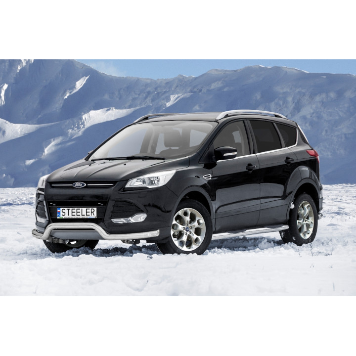 Bullbar Omologat RAR, Steeler 4x4 Low Spoiler Bar, Culoare Argintiu, Ford Kuga 2012 - 2017 - EDK.ro