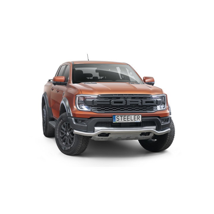 Bullbar Omologat RAR, Steeler 4x4 Low Spoiler Bar, Culoare Argintiu, Ford Ranger Raptor 2023 - Prezent - EDK.ro