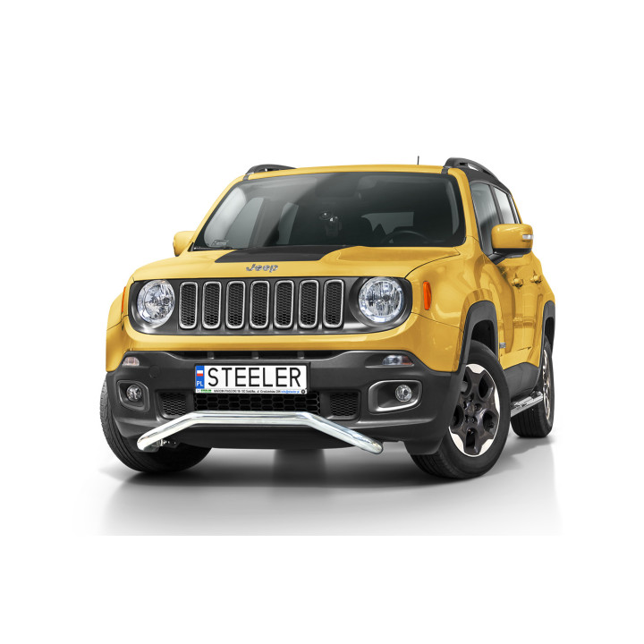 EC Homologated Bullbar, Steeler 4x4 Low Spoiler Bar, Color Silver, Jeep Renegade 2014 - 2018 - EDK.ro