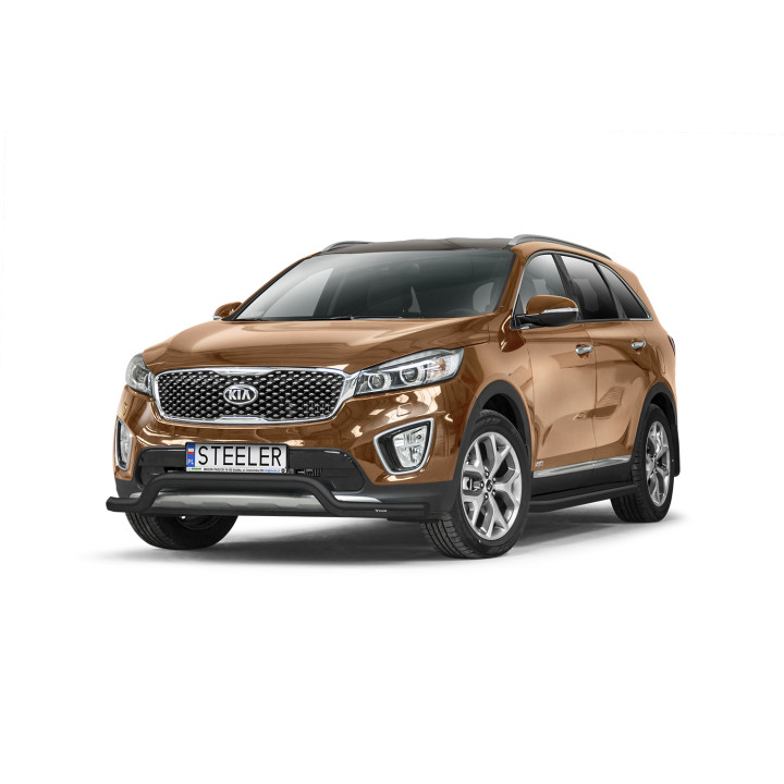 EC Homologated Bullbar, Steeler 4x4 Low Spoiler Bar, Color Black, Kia Sorento 2015 - 2018 - EDK.ro