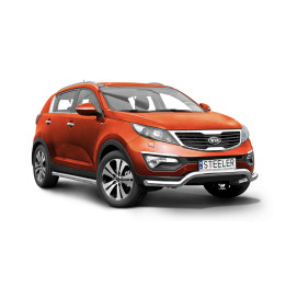 Bullbar Omologat RAR, Steeler 4x4 Low Spoiler Bar, Culoare Argintiu, Kia Sportage 2010 - 2015 - EDK.ro