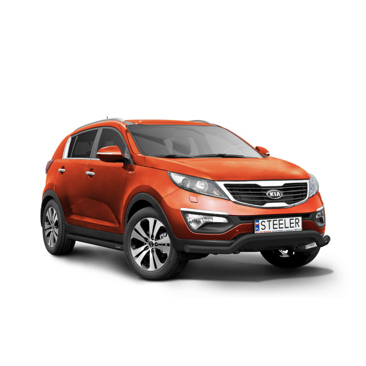 EC Homologated Bullbar, Steeler 4x4 Low Spoiler Bar, Color Black, Kia Sportage 2010 - 2015 - EDK.ro