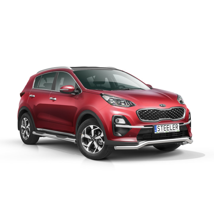 EC Homologated Bullbar, Steeler 4x4 Low Spoiler Bar, Color Silver, Kia Sportage 2018 - 2021 - EDK.ro