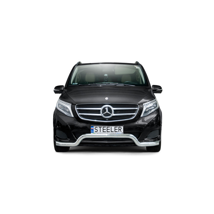 Bullbar Omologat RAR, Steeler 4x4 Low Spoiler Bar, Culoare Argintiu, Mercedes-Benz V-Class 2014 - 2019 - EDK.ro