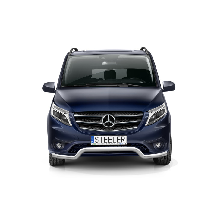 Bullbar Omologat RAR, Steeler 4x4 Low Spoiler Bar, Culoare Argintiu, Mercedes-Benz Vito 2014 - 2024 - EDK.ro