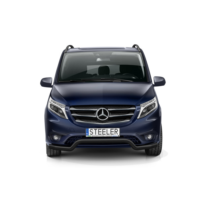 EC Homologated Bullbar, Steeler 4x4 Low Spoiler Bar, Color Silver, Mercedes-Benz Vito 2014 - 2024 - EDK.ro