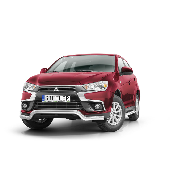 Bullbar Omologat RAR, Steeler 4x4 Low Spoiler Bar, Culoare Argintiu, Mitsubishi ASX 2017 - 2019 - EDK.ro