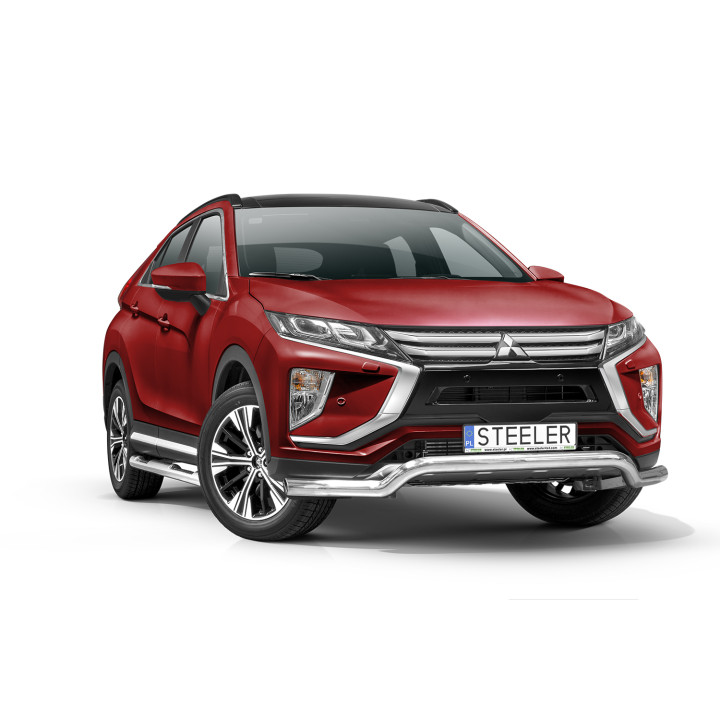 Bullbar Omologat RAR, Steeler 4x4 Low Spoiler Bar, Culoare Argintiu, Mitsubishi Eclipse Cross 2017 - 2019 - EDK.ro