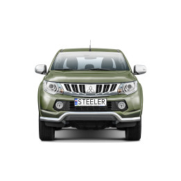 EC Homologated Bullbar, Steeler 4x4 Low Spoiler Bar, Color Silver, Mitsubishi L200 2015 - 2019 - EDK.ro