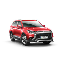 EC Homologated Bullbar, Steeler 4x4 Low Spoiler Bar, Color Silver, Mitsubishi Outlander 2018 - 2021 - EDK.ro