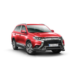 EC Homologated Bullbar, Steeler 4x4 Low Spoiler Bar, Color Black, Mitsubishi Outlander 2018 - 2021 - EDK.ro