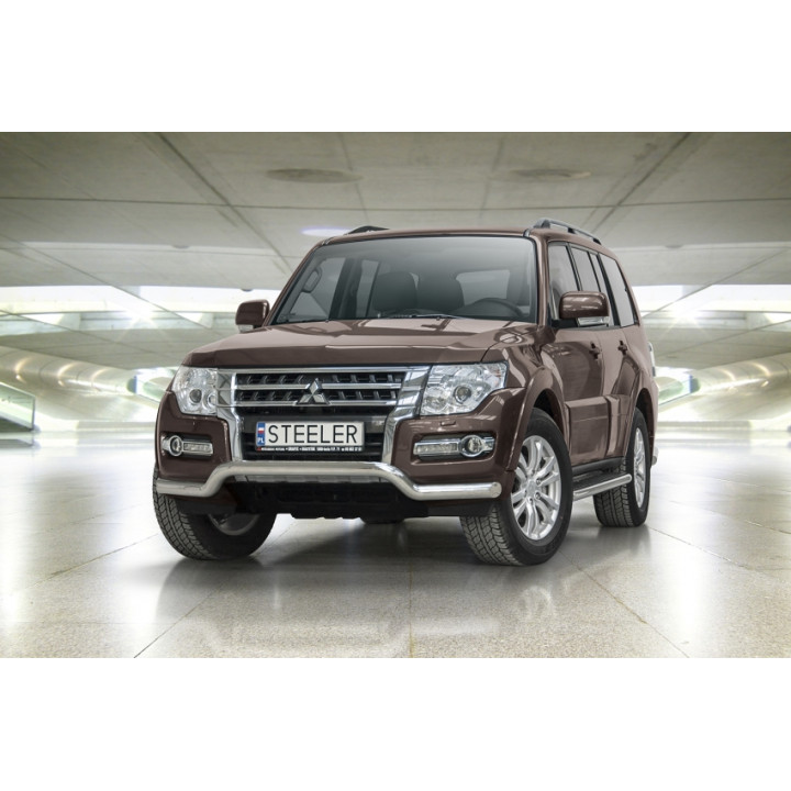 EC Homologated Bullbar, Steeler 4x4 Low Spoiler Bar, Color Silver, Mitsubishi Pajero 2015 - Present - EDK.ro