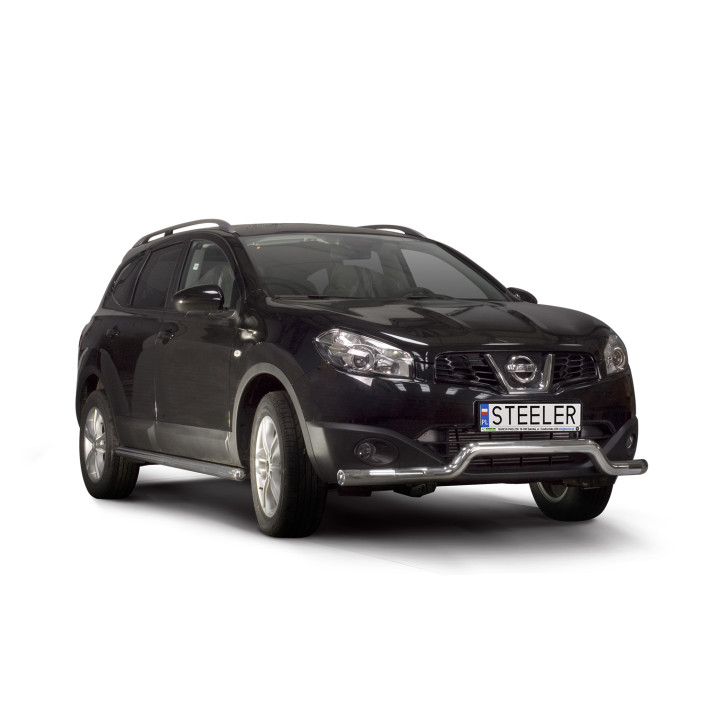 EC Homologated Bullbar, Steeler 4x4 Low Spoiler Bar, Color Silver, Nissan Qashqai 2010 - 2013 - EDK.ro