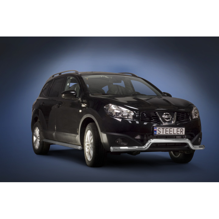 EC Homologated Bullbar, Steeler 4x4 Low Spoiler Bar, Color Silver, Nissan Qashqai 2010 - 2013 - EDK.ro