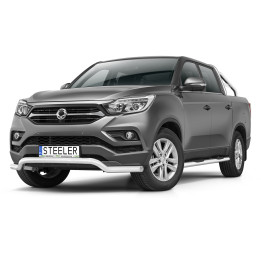 EC Homologated Bullbar, Steeler 4x4 Low Spoiler Bar, Color Silver, SsangYong Musso 2018 - 2021 - EDK.ro