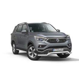 EC Homologated Bullbar, Steeler 4x4 Low Spoiler Bar, Color Silver, SsangYong Rexton 2018 - 2021 - EDK.ro
