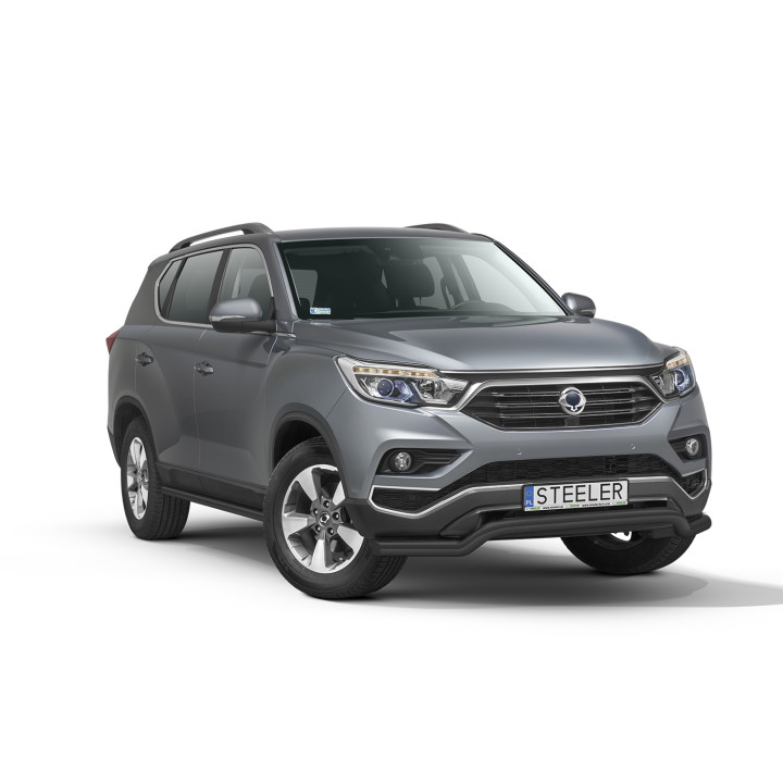 Bullbar Omologat RAR, Steeler 4x4 Low Spoiler Bar, Culoare Argintiu, SsangYong Rexton 2018 - 2021 - EDK.ro