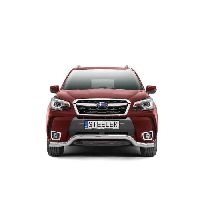 Bullbar Omologat RAR, Steeler 4x4 Low Spoiler Bar, Culoare Argintiu, Subaru Forester 2013 - 2019 - EDK.ro