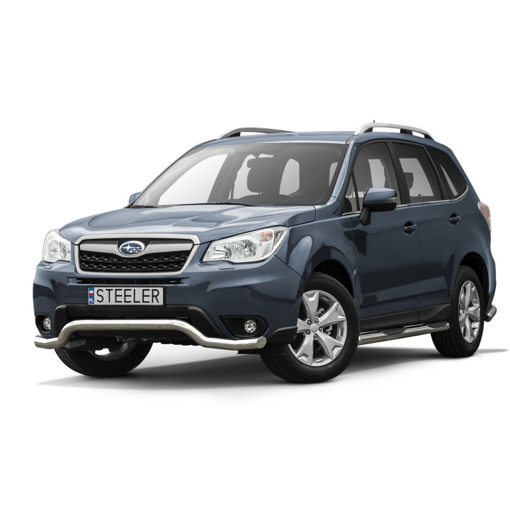 Bullbar Omologat RAR, Steeler 4x4 Low Spoiler Bar, Culoare Argintiu, Subaru Forester 2013 - 2019 - EDK.ro
