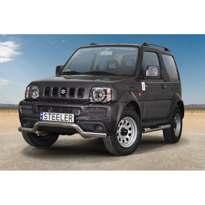 EC Homologated Bullbar, Steeler 4x4 Low Spoiler Bar, Color Silver, Suzuki Jimny 2005 - 2012 - EDK.ro