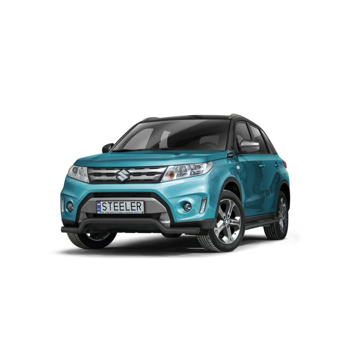 EC Homologated Bullbar, Steeler 4x4 Low Spoiler Bar, Color Black, Suzuki Vitara 2015 - 2018 - EDK.ro